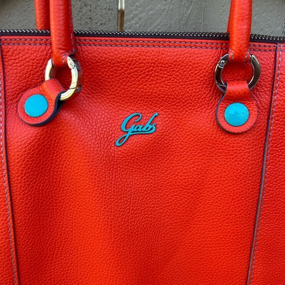 Gabs G3 Plus Size Large Convertible Shopping Tote Bad Orange Leather Like New - Picture 2 of 16